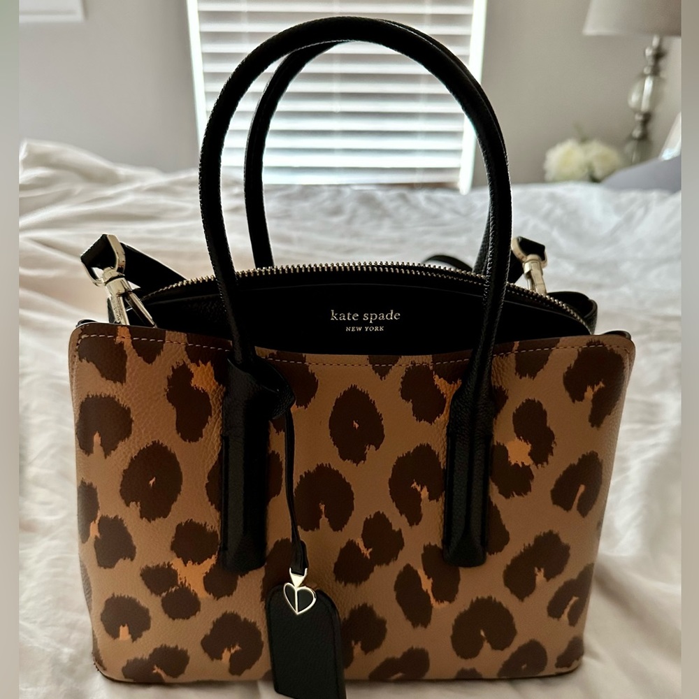 Authentic Kate Spade Margaux Leopard Medium Leather Convertible Crossbody